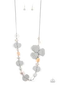 Paparazzi Necklace On Island Time Silver Leather Necklace Leather Floral Floral Necklace