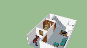 Denah dengan kamar tidur terletak. Rumah Kecil 3 Kamar 2 Wc Jemuran Musholla Balkon Lantai 1 Tanah 7 X 5 M 3d Warehouse