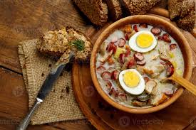 Authentic polish easter recipes and easter basket origins. Traditional Polish Easter Soup Zurek 710121 Stock Photo