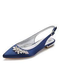 Sandalo sposa zeppa in raso avorio chiaro. Scarpe Da Ospite Per Matrimoni Scarpe Da Sposa Piatte Con Strass Blu Scuro A Punta Scarpe Da Sposa In Raso Milanoo Com