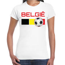 Belgische fans snappen niets van opstelling tegen kroatië: Belgie Voetbal Landen Shirt Met Voetbal En Belgische Vlag Wit Voor Dames Fun En Feest