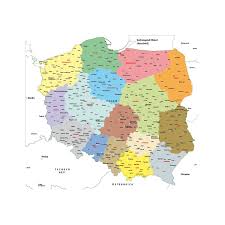 Große karte der laminierten wand. Politische Landkarte Von Polen Als Vektorkarte
