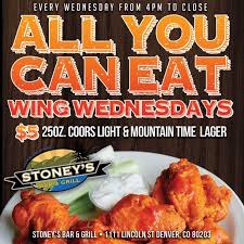 The correct answer is yerevan. All You Can Eat Wing Wednesday In Denver At Stoney S Bar And