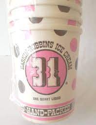 Vintage Sleeve Of 25 Baskin Robbins One Qt Ice Cream Container Cups Baskin Robbins Ice Cream Containers Ice Cream Cup