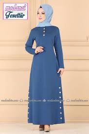 Dugme Detayli Tesettur Elbise Pl943 Indigo Moda Selvim Buyuk Beden Elbise 2020 Elbise Plus Size Dresses Moda