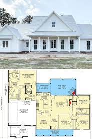 4 Bedroom Single Story Modern Farmhouse With Bonus Room Floor Plan Porch House Plans House Plans Farmhouse Craftsman Style House Plans
