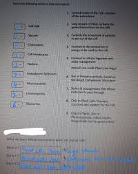 Maybe you would like to learn more about one of these? Solved Match The Following Terms To Their Description 1 Control Center Of The Cell Contains All The Instructions 2 Long Strands Of Dna Contains Course Hero