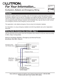 Lutron dimming ballast wiring diagram. For Your Information 140 Ecosystem Ballasts And Emergency Wiring Manualzz