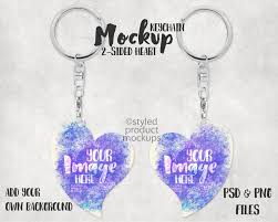 Dye Sublimation Heart Shaped Keychain Mockup Template Add Etsy Keychain Heart Shapes Mockup Template