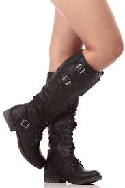 Black Faux Leather Knee High Combat Boots Cicihot Boots Catalog Women S Winter Boots Leather Thigh High Knee High Combat Boots Boots Leather Thigh High Boots