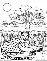 Color The Cheetah Family Worksheet Education Com Coloring Pages Coloring Pages For Kids Kids Art Projects