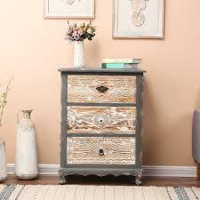shabby chic carved wood 3 drawer chest