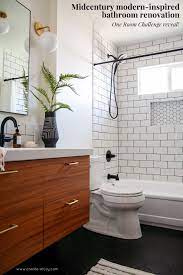 If you love the 50s' charming and elegant styles, here we offer you some … Modern Bathroom Renovation Reveal The Finished One Room Challenge Modern Bathroom Renovations Modern Bathroom Bathroom Renovation