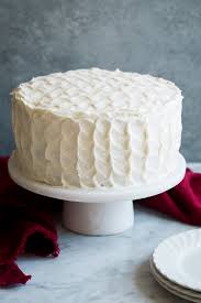 We divided the batter into two 26 cm (10 inch) greased cake pans, lined with parchment paper. Red Velvet Cake With Cream Cheese Frosting Cooking Classy