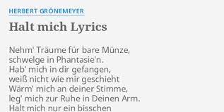 Hab mich a in dir gefangen, wei&s f♯m zlig; Halt Mich Lyrics By Herbert Gronemeyer Nehm Traume Fur Bare