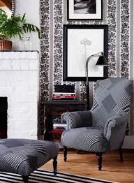 Black And White Patchwork Fabric On The Renaissance Revival Arm Chair And Ottoman From Ralph Lauren Home Home Home Decor Home N Decor
