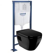 Le revêtement permet un entretient et un nettoyage facile. Pack Wc Suspendu Rapid Sl Grohe Cuvette Smarta Noire