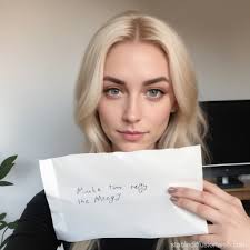 Blonde Vega Thompsons Handwritten Meggy Selfie | Stable Diffusion Online