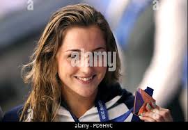 Great Britain's Molly Renshaw with bronze in the Women's 200m Breaststroke  during day six of the 2018 European Championships at the Tollcross  International Swimming Centre, Glasgow Stock Photo