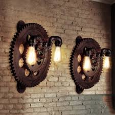 Distressed Copper 2 Lights Gear Pipe Industrial Sconce Led Wall Lamp Beautifulhalo Com