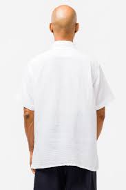 Camp Shirt In White Cotton Crepe
