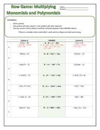10 multiplying monomials and polynomials 10.mp4 download. Multiplying Monomials By Polynomials Row Game Polynomials Problem Solving Student Work