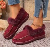 Wowcloth Women's Fashion Casual Winter Slip-On Cotton Shoes – Fleece-Lined  Warm Round Toe, Solid Color Design for Cozy Home and Outdoor Wear
