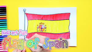 How To Draw And Color The National Flag Of Spain Flag Drawing National Flag Art For Kids