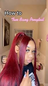 This black ponytail is stylish for each day, but glam enough for parties so on. Two Bangs And Ponytail Spilt Bangs Pinterest