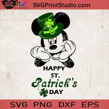 Mickey Happy St Patrick S Day Svg Disney Irish Day Svg Mickey Clover Svg Svg Print Studio