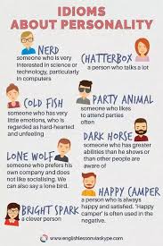 Personality Idioms Nerd Chatterbox Cold Fish Party Animal Myenglishteacher In 2020 Learn English Vocabulary Learn English Words English Vocabulary Words
