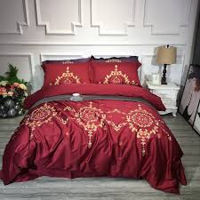 Would like to discover more details on bedding sets queen? Burgundy And Gold Western Rococo Style Luxury Full Queen Size Bedding Sets Enjoybedding Com