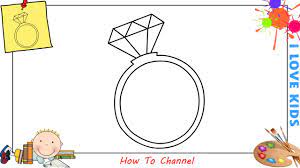 How To Draw A Diamond Ring Easy Step By Step For Kids, Beginners, Children  - Youtube