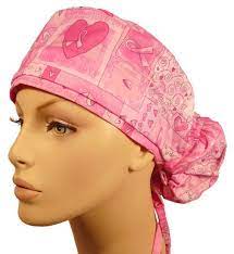 Big Hair Surgical Pink Ribbon Squares Big Hair Surgical Caps Hair
