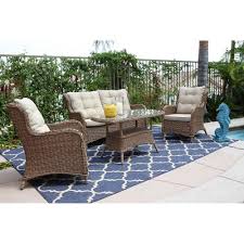Royal Garden Canterbury 4 Piece Wicker Patio Deep Seating Set With Cream Cushions Vtscst401 The Home Depot Cast Aluminum Patio Furniture Patio Furniture Cushions Patio Cushions