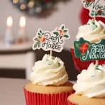 Christmas Cake Decorations 24 Pcs Christmas Cupcake Toppers - Merry  Christmas Toothpick Flags For Holiday Party Decorations Decoration Pour  Buche De ...