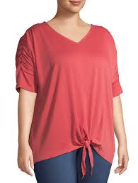 Buy Terra Sky Women S Plus Size Short Sleeve Rouched Tie Front T Shirt Online Topofstyle