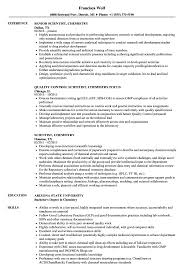 scientist, chemistry resume samples