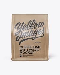 Kraft Coffee Bag With Valve Mockup Front View Bag Coffee Frontview Metallic Mockup Pack Free Psd Mockups Templates Mockup Free Psd Psd Mockup Template