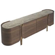 Expertly crafted using reclaimed pine and gliding barn door accents, this credenza provides relaxed sophistication for your living space. Boji Sideboard Contemporary Credenza In Aged Brass Marble Walnut W Led Light For Sale Contemporary Sideboard Furniture Luxury Furniture