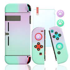 Nintendo Switch Purple And Green Case Nintendo Switch Case Green Cases Tempered Glass Screen Protector