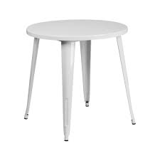 Bring your coffee table into the 21st century with the international lux metal and wood coffee table. Qfc Flash Furniture Ch 51090 29 Wh Gg 30 In Round White Metal Indoor Outdoor Table 1