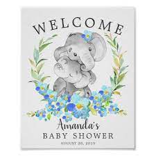 Mom Baby Elephant Welcome Baby Shower Poster Zazzle Com In 2021 Welcome Baby Showers Mom And Baby Elephant Jungle Baby Shower Theme