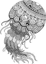 Ornate Moon Jellyfish Abstract Coloring Pages Zentangle Art Mandala Design Art
