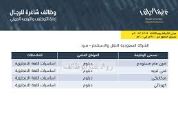 الشركة السعودية للنقل والاستثمار مبرد وظائف لخريجي الدبلوم وامين مستودع في الرياض