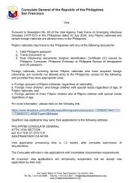 Duly accomplished application form (3 originals) 2. Visa Philippine Consulate General In San Francisco Facebook