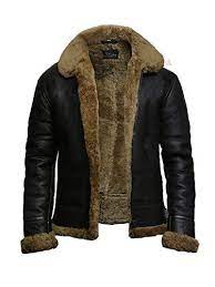 Brandslock Mens Aviator Cream Real Shearling Sheepskin Leather Bomber Flying Jacket 5x Leather Jacket Men Mens Leather Bomber Jacket Cafe Racer Leather Jacket