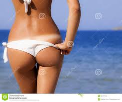 Beautiful Girl Buttocks on a Blue Sea Background Stock Image - Image of  sunburn, back: 59772153