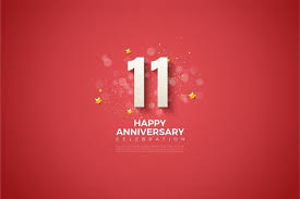 Age congrats, congratulation art idea. Premium Vector 11th Anniversary With A Curved Red Ribbon