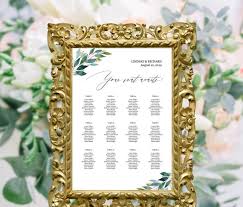 Greenery Wedding Seating Chart Template Editable Printable Seating Chart Template Elegant Calligraphy Seating Chart Instant Download Pdf